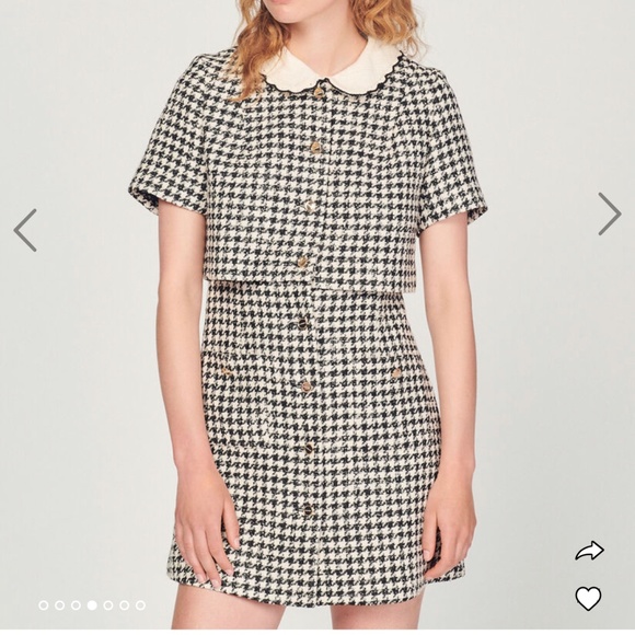 Sandro Tweed trompe l'œil dress Size 36 - Picture 1 of 6